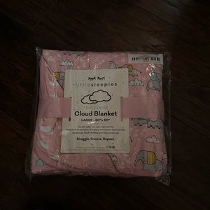 Pink elephant and clouds little sleepies blanket. Brand new on package
